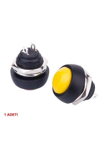 ROBİZ 12mm PBS-33B 2 Pin Push Buton Sarı ON OFF 1A 250V Mini Yuvarlak Su Geçirmez Anahtar Momentary - 5