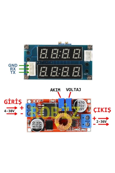 ROBİZ Xl4015 Ayarlanabilir Voltaj Ve Akım Kontröllü Güç Kaynağı Voltmetre Ampermetre Göstergeli Step-down - 2