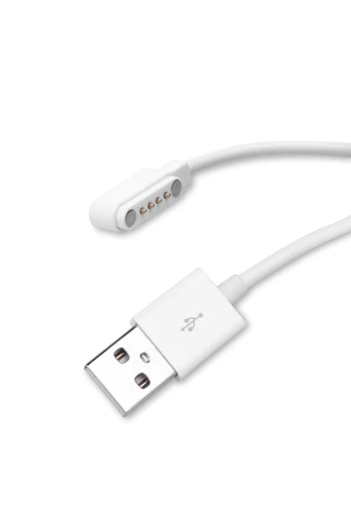 ROBAL Usb 4 Pin Pogo Kablo Akıllı Saat Manyetik Sabitleyici Şarj Kablosu Gt88 Gt68 Kw08 Kw18 Kw88 Kw98 - 4