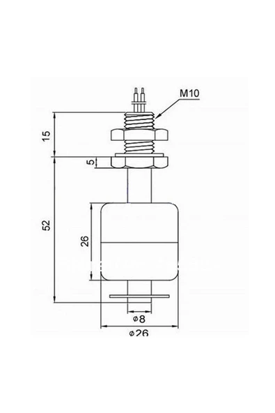 ROBİZ 52mm Dikey Tip Su Sıvı Seviye Sensörü Plastik 10w Nc Şamandıra Mekanik Anahtar Kazan Kap Depo Tank - Resim 8