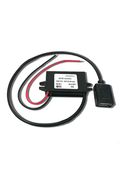 ROBİZ 12V / 24V to USB-A 5V 3A Modül F35J5V3A 30cm Type A Usb Kablolu Su Geçirmez Şarj Telefon - Resim 5