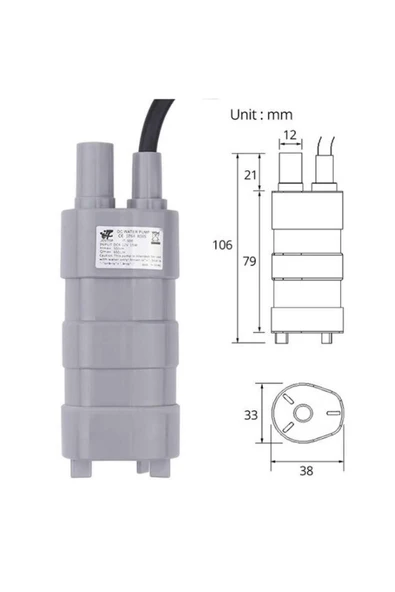 ROBİZ JT-500 DC 12V Su Sıvı Dalgıç Pompa 600litre/saat 17w Su Geçirmez Akvaryum Devridaim Motoru Sebil - Resim 8