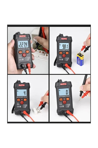 NJTY T1 Dijital Multimetre True Rms Ncv 600v Mini Cep El Tipi Voltmetre Ac Dc Voltaj Direnç Buzzer - 6