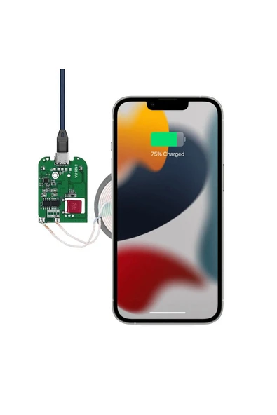 ROBİZ Kablosuz Şarj Modülü Type C 15W Qi 9V 1.5A Mobil Akıllı Telefon Oyuncak Pil Şarj Transmiter - Resim 2