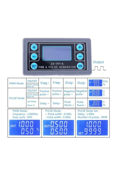 ARS Robotechnicals Zk-pp1k Çift Modlu Lcd Pwm Sinyal Jeneratörü 1hz-150khz Pwm Ve Pulse Darbe Modu - Resim 8