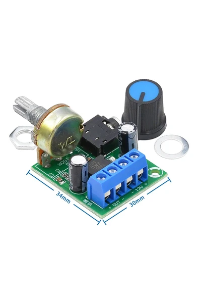 ROBİZ LM386 Ses Kuvvetlendirici Modül DC 5V / 12V Mono Ayarlanabilir Ses Yükseltici Mikrofon Amfi - Resim 8