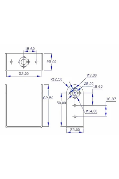 ROBİZ Uzun U Servo Motor Metal Montaj Parçası Braket MG995 MG996R S3003 TD-8120MG Alüminyum Tutucu Robot - Resim 8