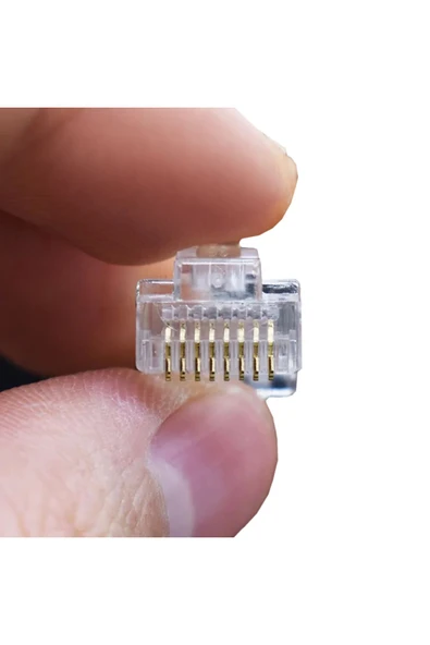 ROBİZ 10 Adet 8P8C Plastik RJ45 Soket Ethernet Bağlantı Kablo Konnektörü Açık Uçlu 8 Pin Şeffaf - Resim 2
