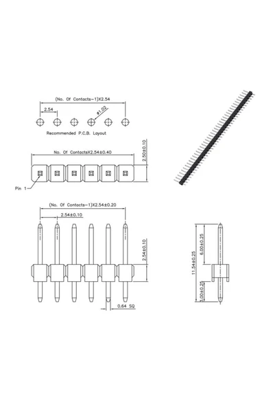 ROBİZ 5 Adet 1x40 Pin Erkek Header Tek Sıra 2.54mm 180 Derece Kırılabilir Bölünebilir Konnektör Soket - 8