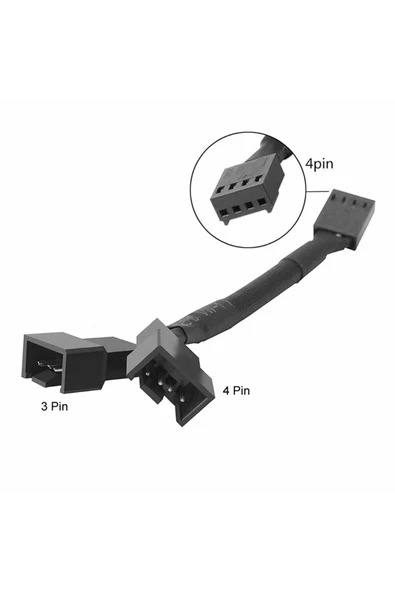 ROBİZ 1 to 2 Çoğaltıcı 25cm Fan Uzatma Kablosu Y Tip 4 Pin 3 Pin Bilgisayar Kasa Anakart Ekran Kartı - Resim 8