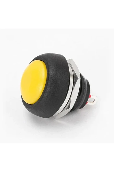 ROBİZ 12mm PBS-33B 2 Pin Push Buton Sarı ON OFF 1A 250V Mini Yuvarlak Su Geçirmez Anahtar Momentary - 4