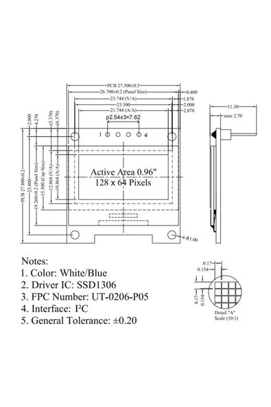 ROBİZ 0.96 Inch Beyaz Oled Lcd Modül 128x64 Pixel Iıc I2c Seri 0.96” Ekran - Resim 7