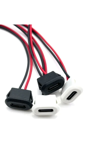 ROBİZ Type C Panel Montaj Dişi Soket 2 Pin 10cm Kablolu Uzatma Konnektör Araba Kamera Oyuncak Telefon Şarj - 5