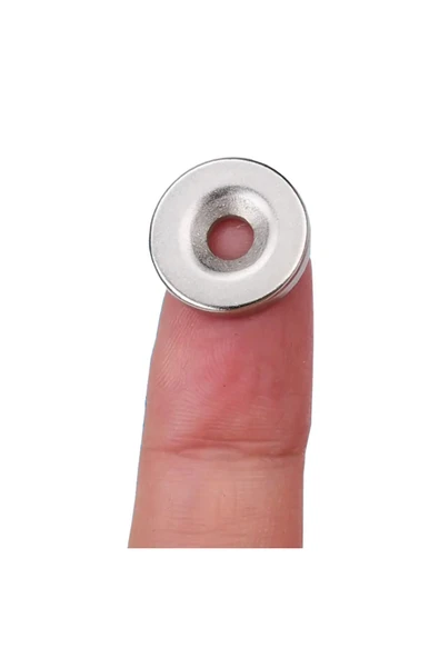 ROBİZ 4 Adet 10mm x 3mm Yuvarlak 3mm Havşa Delikli Mıknatıs Disk Neodyum Buzdolabı Ofis Yazı Not Tahtası - 2