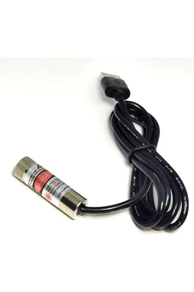 ROBİZ Usb Kablolu 5mW 650nm Nokta Çizgi Lazer Modül  1 Metre Kablo Lens ile Odak Ayarlı 12mm Çap - 7