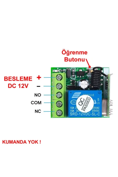 ROBİZ 433mhz Rf 1 Uyumlu Kanal Modül Dc 12v Kablosuz Pompa Fan Lamba Perde Akıllı Ev Garaj Bariyer Kapı - Resim 2