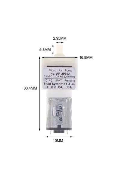 ROBİZ Micro Hava Pompası  3V 30KPa 0.3l/dakika Sessiz Mini Akvaryum Medikal Hava Tankı Gaz Oksijen Motor - Resim 4