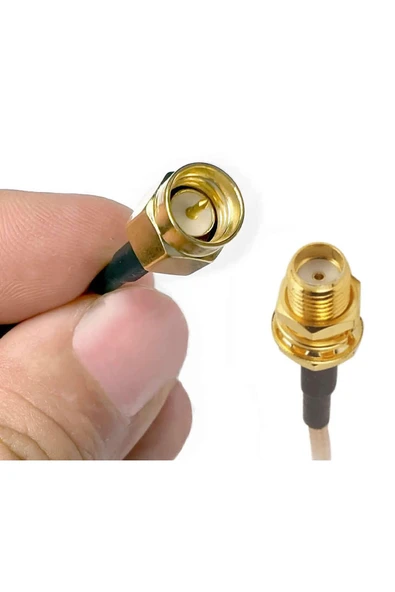 ROBİZ RG316 20cm Sma Erkek to Sma Dişi Kablo RF Uzatma Kablosu Altın Kaplama Soket 0-6GHz Wi-Fi Anten Fpv - 2
