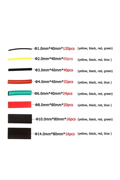 ROBİZ 328 Parça Makaron Seti Daralan Makaron Kablo Koruyucu Yalıtım Modern Tasarım 431550 - 8