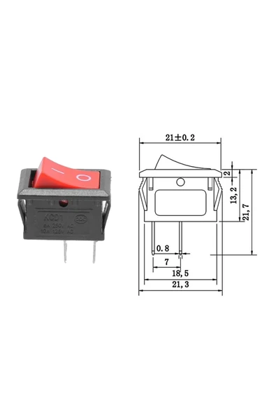 ROBİZ 2 Pin Kırmızı Anahtar Switch Mini Buton KCD1 Plastik Açma Kapama ON / OFF 5A 220V 10A 125V Latch - 3