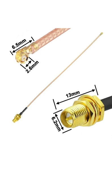 ARS Robotechnicals 30cm Rp Sma Dişi ( Erkek ) Ipex Mhf1 Rf Bağlantı Kablosu 0-6ghz Altın Kaplama Konnektör Koaksiyel - 6