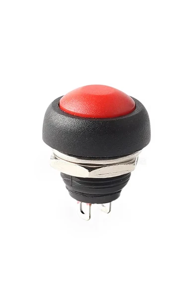 ROBİZ 12mm PBS-33B 2 Pin Push Buton Kırmızı ON OFF 1A 250V Mini Yuvarlak Su Geçirmez Anahtar
