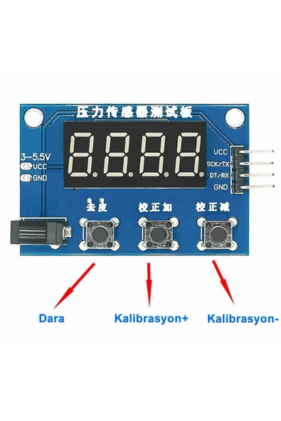 ROBİZ HX711 Gösterge Modülü  Elektronik Tartı 5/10 Kg Ağırlık Sensör Hassas Ölçüm Dijital Ekran Load Cell - Resim 5
