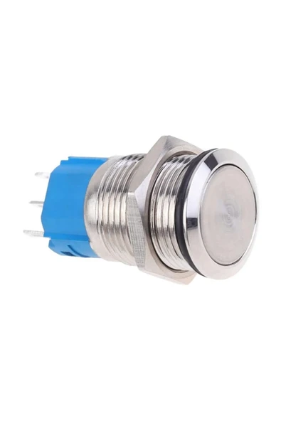 ROBİZ 16mm Metal Panel Montaj Düz Kafa Latch Buton NO NC  DC 6A 12V AC 3A 250V IP67 Su Geçirmez Düğme - Resim 5