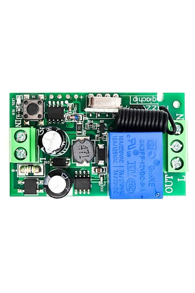 ROBİZ 433mhz Rf 1 Kanal Röle Modül Ac 220v Kablosuz Pompa Fan Lamba Perde Akıllı Ev Garaj Bariyer Kapı - Resim 2