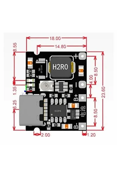 ROBİZ TP4056 18650 Lityum Pil Şarj Modül Type C Ayarlı Voltaj Yükseltici Lion Batarya Akü DC 3.7V to 28V - Resim 7