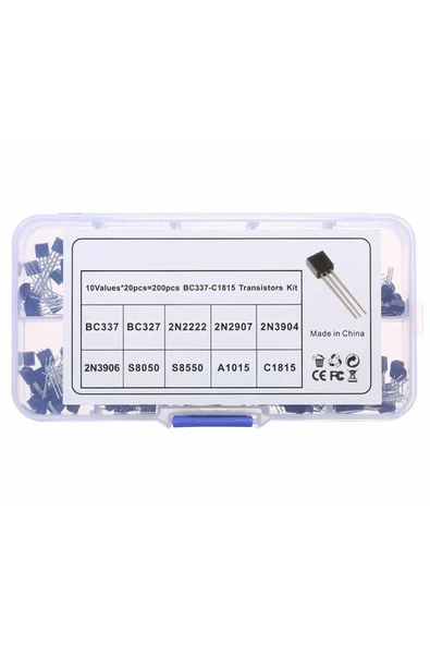 ROBİZ 200 Adet Transistör Seti Kutulu 10 Tip Npn Pnp To-92 Bc327 Bc337 Bc517 Bc547 Bc548 Bc549 Bc550