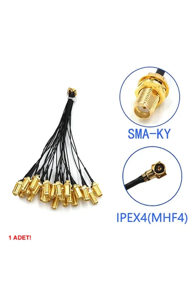 ROBİZ 10cm Sma Dişi Ipex4 Mhf4 Rf Bağlantı Kablosu SMA Dişi Soket to Altın Kaplama Konnektör Koaksiyel - 8