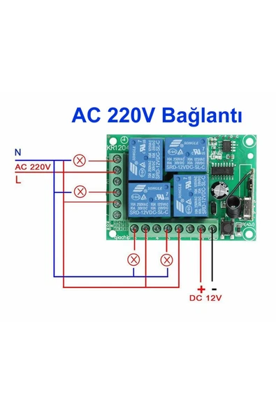 Alkatronik 433MHz RF 4 Kanal Röle Modül DC 12V 4 Buton Kumanda Kablosuz Motor Pompa Fan Lamba Perde Akıllı Ev - 4
