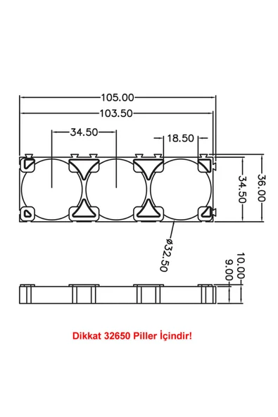 Alkatronik 32650 3lü Pil Tutucu Birleştirici 32700 Lityum Lion Lipo Batarya Pil Yuvası Mobil Güç Kaynağı Akü - Resim 8