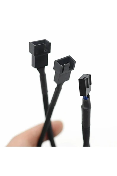 ROBİZ 1 to 2 Çoğaltıcı 25cm Fan Uzatma Kablosu Y Tip 4 Pin 3 Pin Bilgisayar Kasa Anakart Ekran Kartı - Resim 2