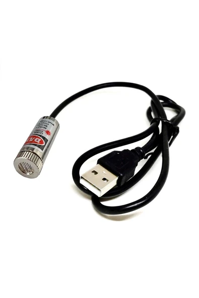 ROBİZ Usb Kablolu 5mW 650nm Kırmızı Çizgi Lazer Modül  1 Metre Kablo Lens ile Odak Ayarlı 12mm Çap - Resim 7