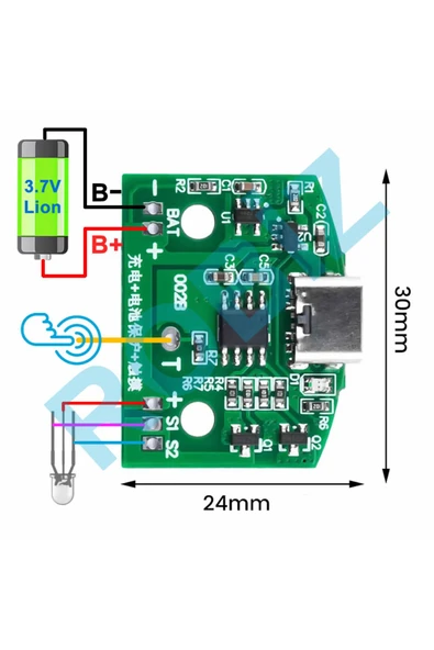 ROBİZ Type C Usb Masa Lamba Dokunmatik Led Dimmer  Gece Lambası 3.7V Lion Lityum Pil Şarj 8W Parlaklık - Resim 3