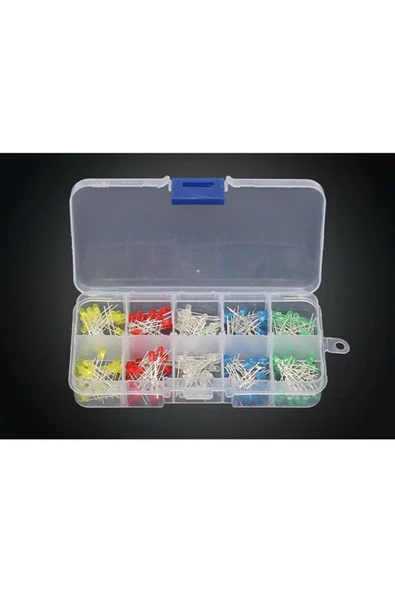 ROBA 100 Adet 5mm Led Seti Kutulu 5 Renk Elektronik Işık Kaynağı Lamba Gösterge Uyarı Sinyali ürün görseli