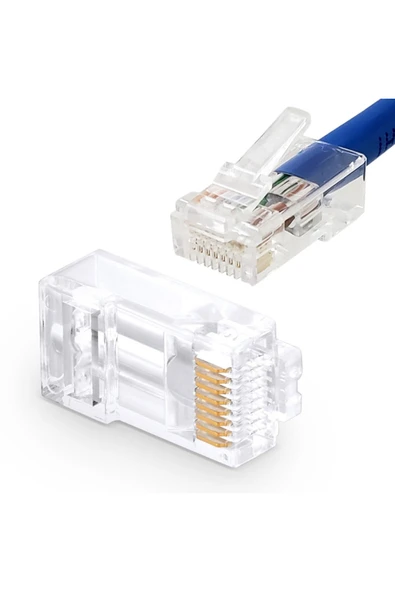 ROBİZ 10 Adet 8P8C Plastik RJ45 Soket Ethernet Bağlantı Kablo Konnektörü Açık Uçlu 8 Pin Şeffaf - Resim 4