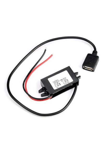 ROBİZ 12V / 24V to USB-A 5V 3A Modül F35J5V3A 30cm Type A Usb Kablolu Su Geçirmez Şarj Telefon ürün görseli