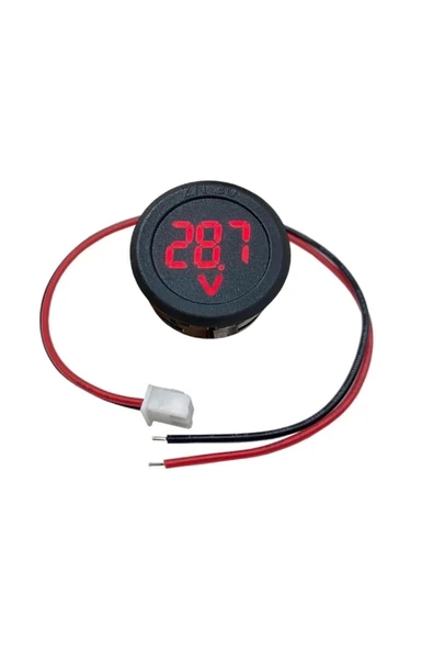 ROBİZ Voltmetre Dc 4-100v Led Dijital Ekran Dairesel - Kırmızı