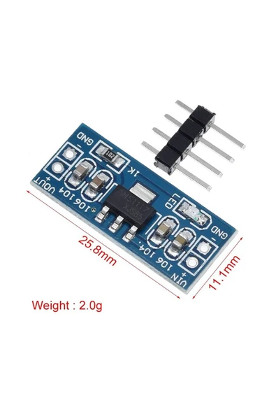ROBİZ Ams1117 3.3v Voltaj Düşürücü Güç Kaynağı Modülü Güç Kaynağı 2 Pin Header Soketler - Resim 8