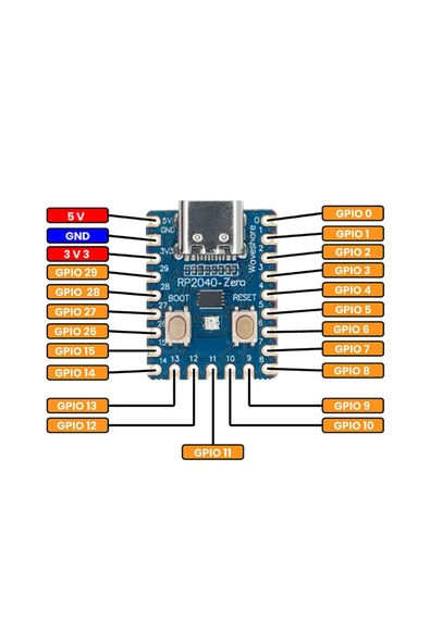 ARS Robotechnicals Raspberry Pi Zero RP2040 Dual Core 133Mhz 2Mb Modül Arm Cortex-M0+ 264Kb Type C Mini Bilgisayar - 6
