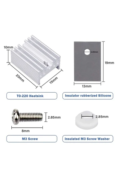 ROBİZ To220 Aluminyum Soğutucu Set Radyatör Entegre Transistör Mosfet Bjt Lm78xx Lm317 Irfxxx Tdaxx - 6