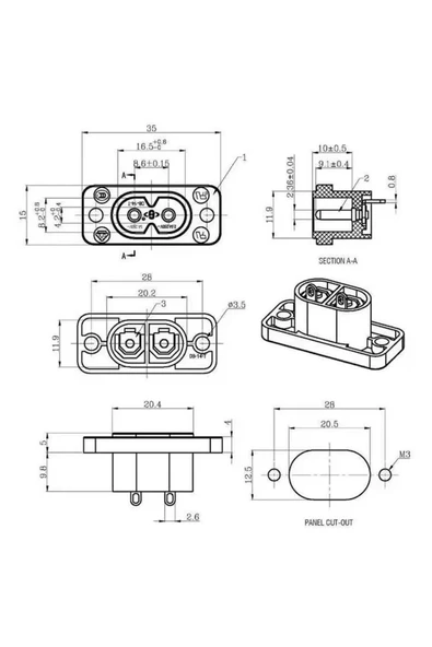 ROBİZ 220V 5A AC Dişi Power Giriş Soketi C7 2 Pin Panel Montaj Tip Elektrik Güç Kablo Bağlantı Konnektörü - Resim 5