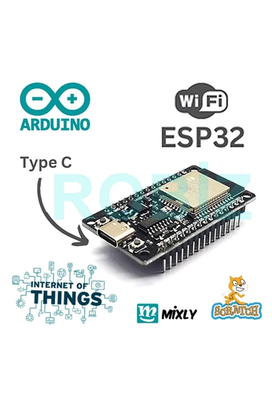Alkatronik ESP32 Wifi ve Bluetooth Modül Geliştirme Kartı ESP32-WROOM-32 32 Bit 240Mhz 4 MByte Flash CH341 Usb - Resim 8