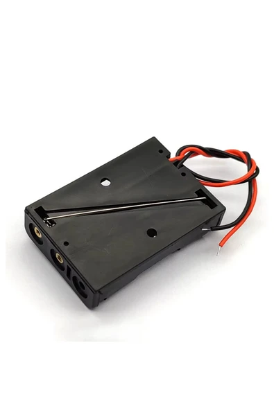 ROBİZ 3lü AAA Pil Kutusu Yuvası İnce Küçük Tip 3 Tane 1.5V Pil DC 4.5V Plastik Pil Tutucu 14cm Kablo - 2