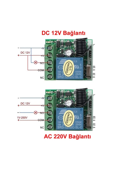 ROBİZ 433mhz Rf 1 Uyumlu Kanal Modül Dc 12v Kablosuz Pompa Fan Lamba Perde Akıllı Ev Garaj Bariyer Kapı - Resim 3
