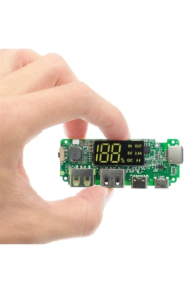 ARS Robotechnicals Powerbank Devresi Ekranlı 5V 2.4A Dual Usb Çıkış Type C Micro Usb Giriş Lityum Lion 18650 Pil Şarj - Resim 3