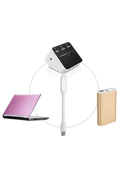 ROBİZ Usb Led Lamba 15cm Beyaz Renk Işık Portatif Taşınabilir Gece Lambası Masa Aydınlatma - Resim 8